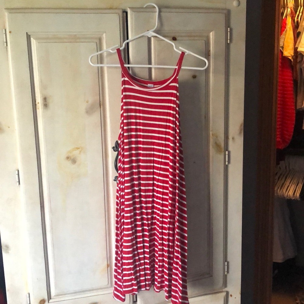 Red and White Midi Dress